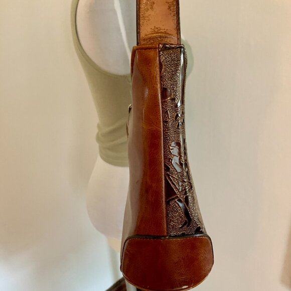 VTG Leather Hungun Egyptian Hieroglyphic Brown Hand Bag Purse Goddess Carving - Picture 14 of 15